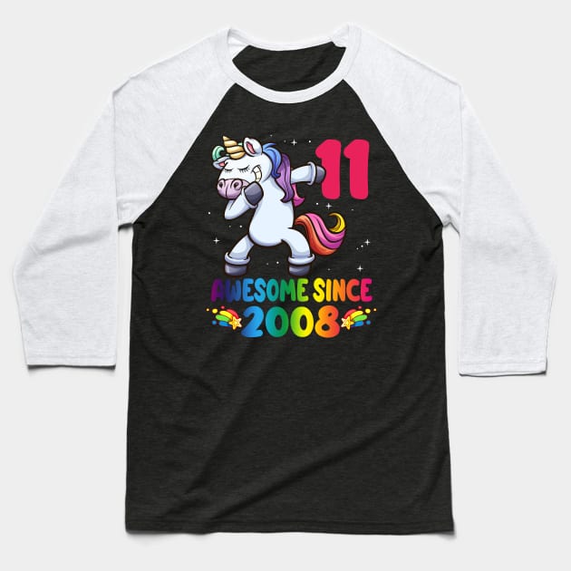 11 Years Old 11th Birthday Party Unicorn Dabbing Shirt Girl Baseball T-Shirt by crosszcp2